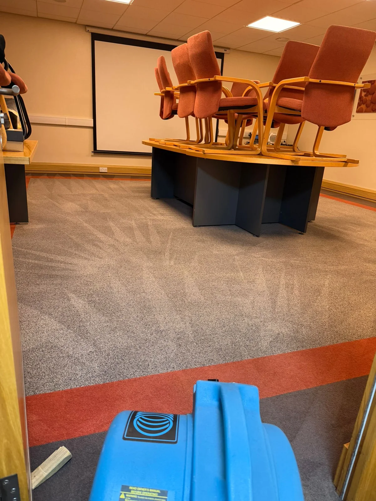 Commercial carpet cleaning in conference room